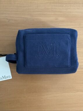 MaxMara Deep Blue Suede Toiletry Pouch